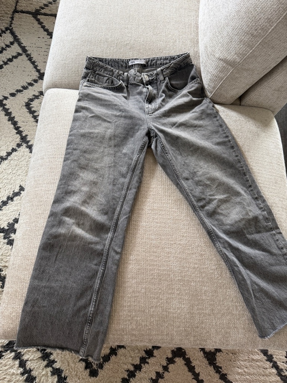 Zara Gray Wide Leg Jeans - Washed Black/Grey